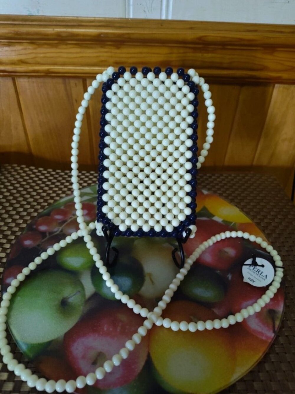 HAY Perla Phone Holder w/ Beaded Strap Milk Colorway MPN 540904 6x3.5 in.
